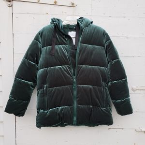 GAP green velvet puffer jacket